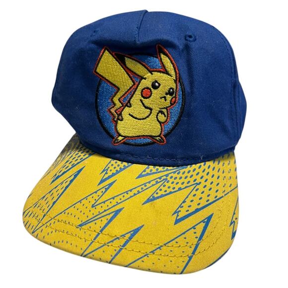 Pokémon Hat Embroidered Pikachu Nintendo Snapback Adjustable Royal Blue Youth OS - Picture 2 of 7